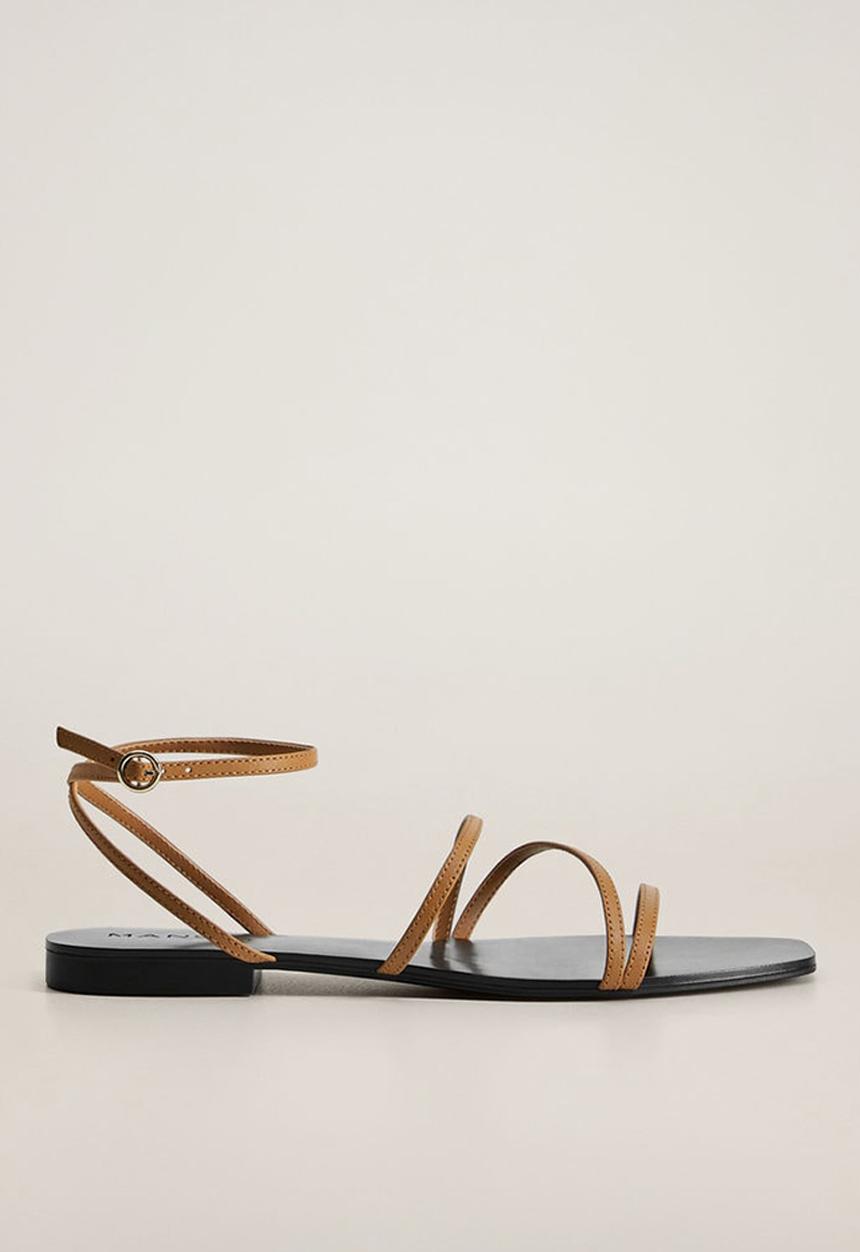 MANGO - Verne leather sandal - medium brown