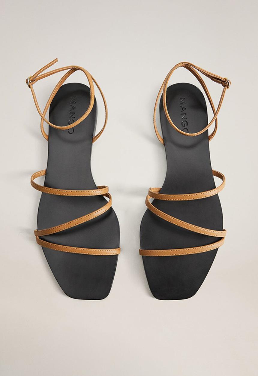 MANGO - Verne leather sandal - medium brown