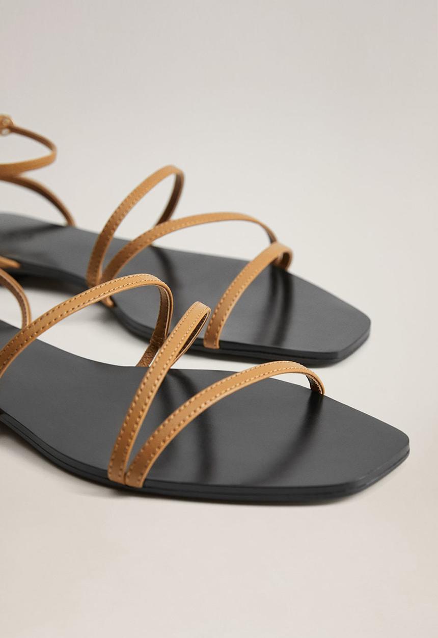 MANGO - Verne leather sandal - medium brown