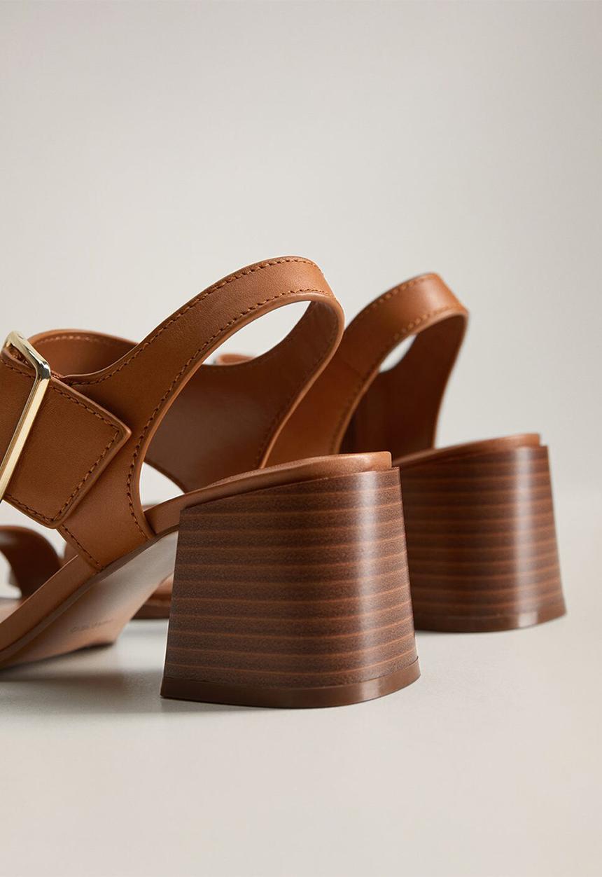 MANGO - Yong leather heel - medium brown