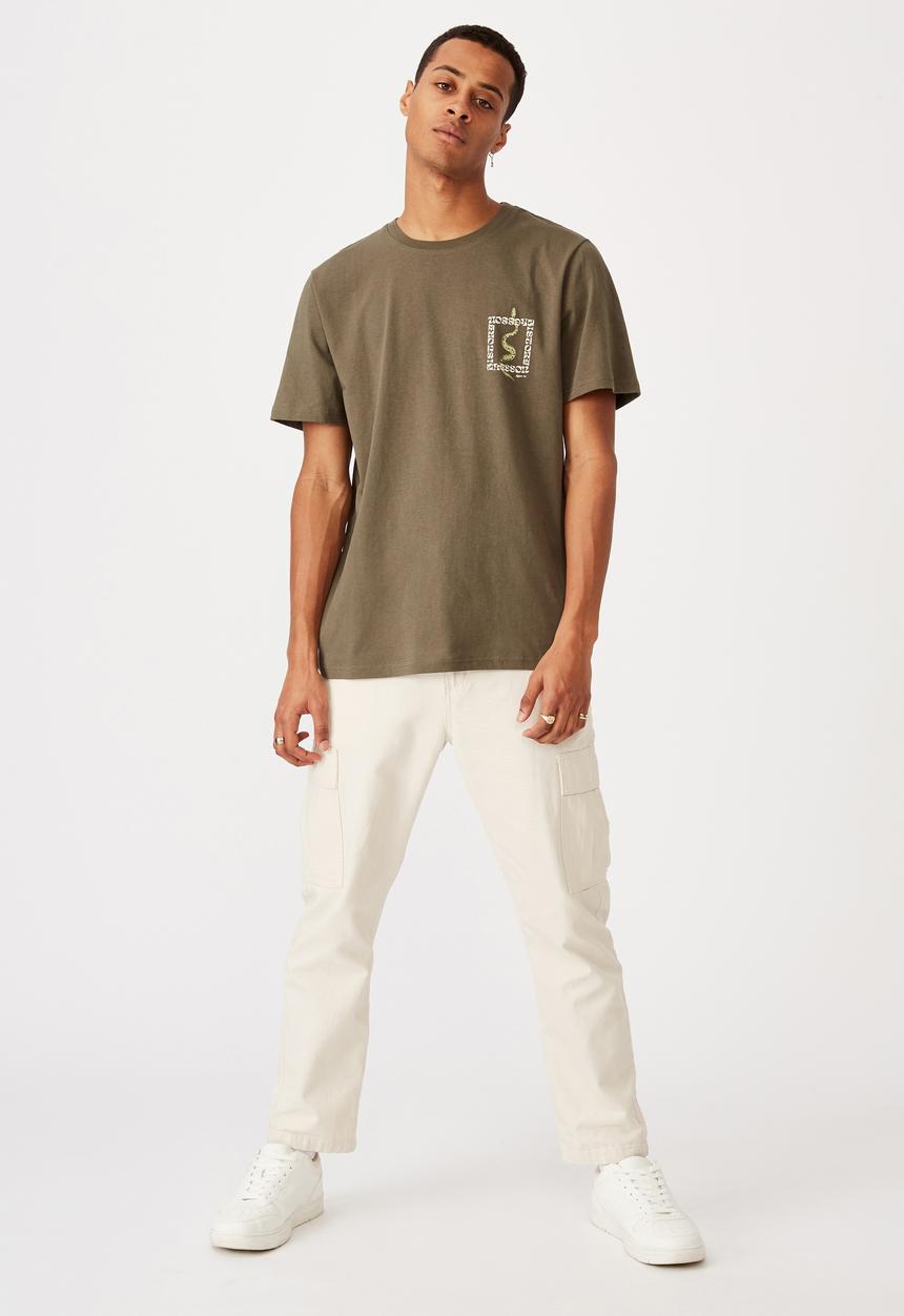 Cotton On - Tbar art T-shirt - khaki 