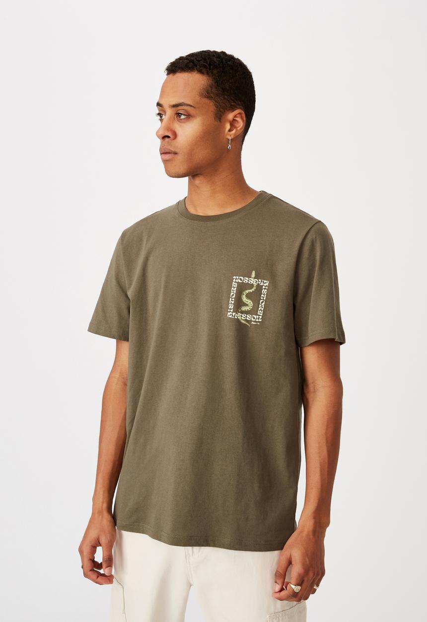 Cotton On - Tbar art T-shirt - khaki 