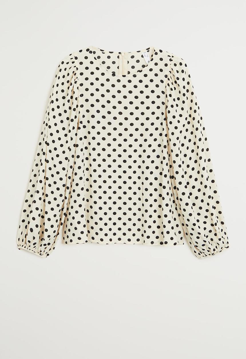 MANGO - Volume blouse - black & white