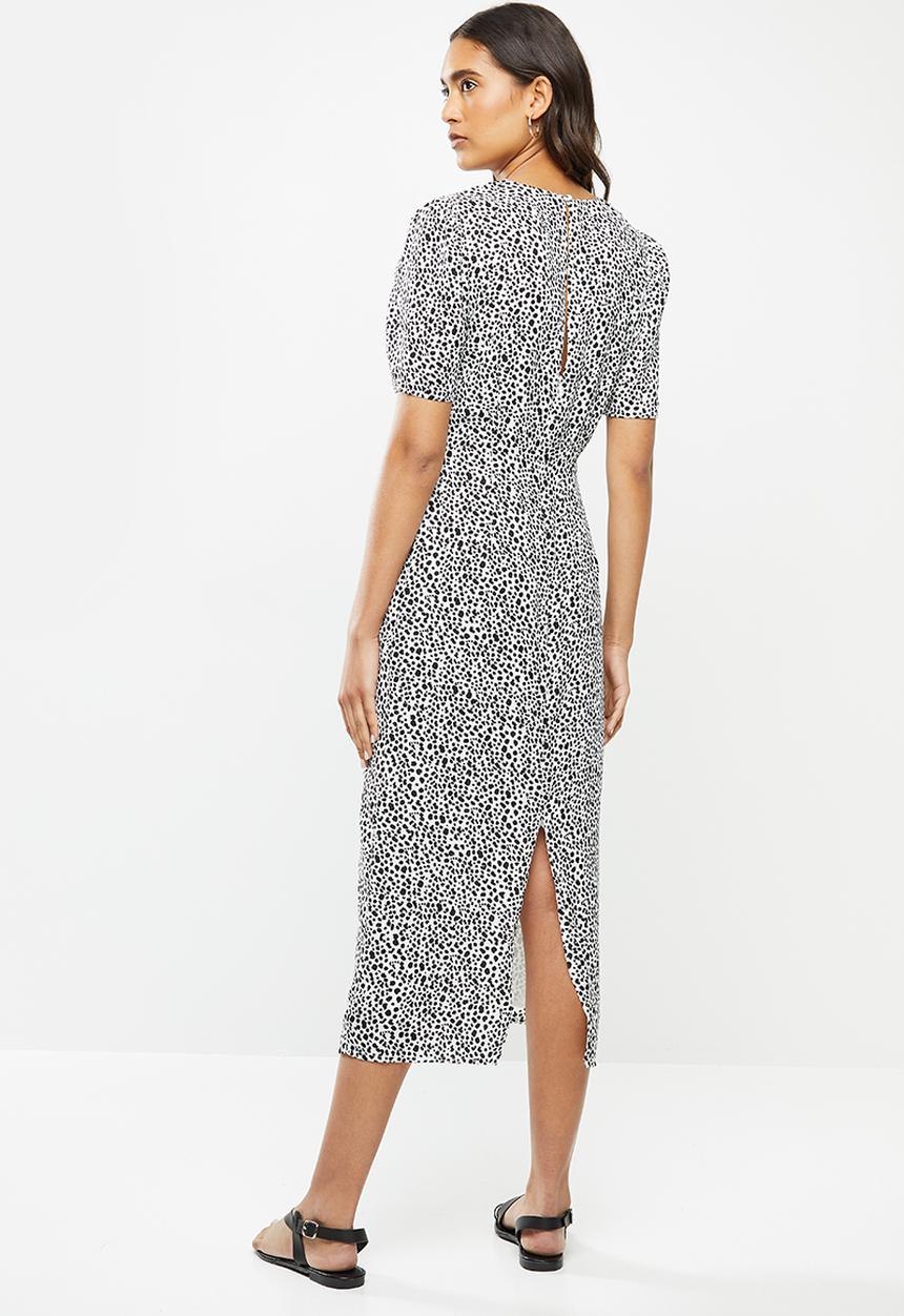 Glamorous - Short sleeved fitted midi - white & black 