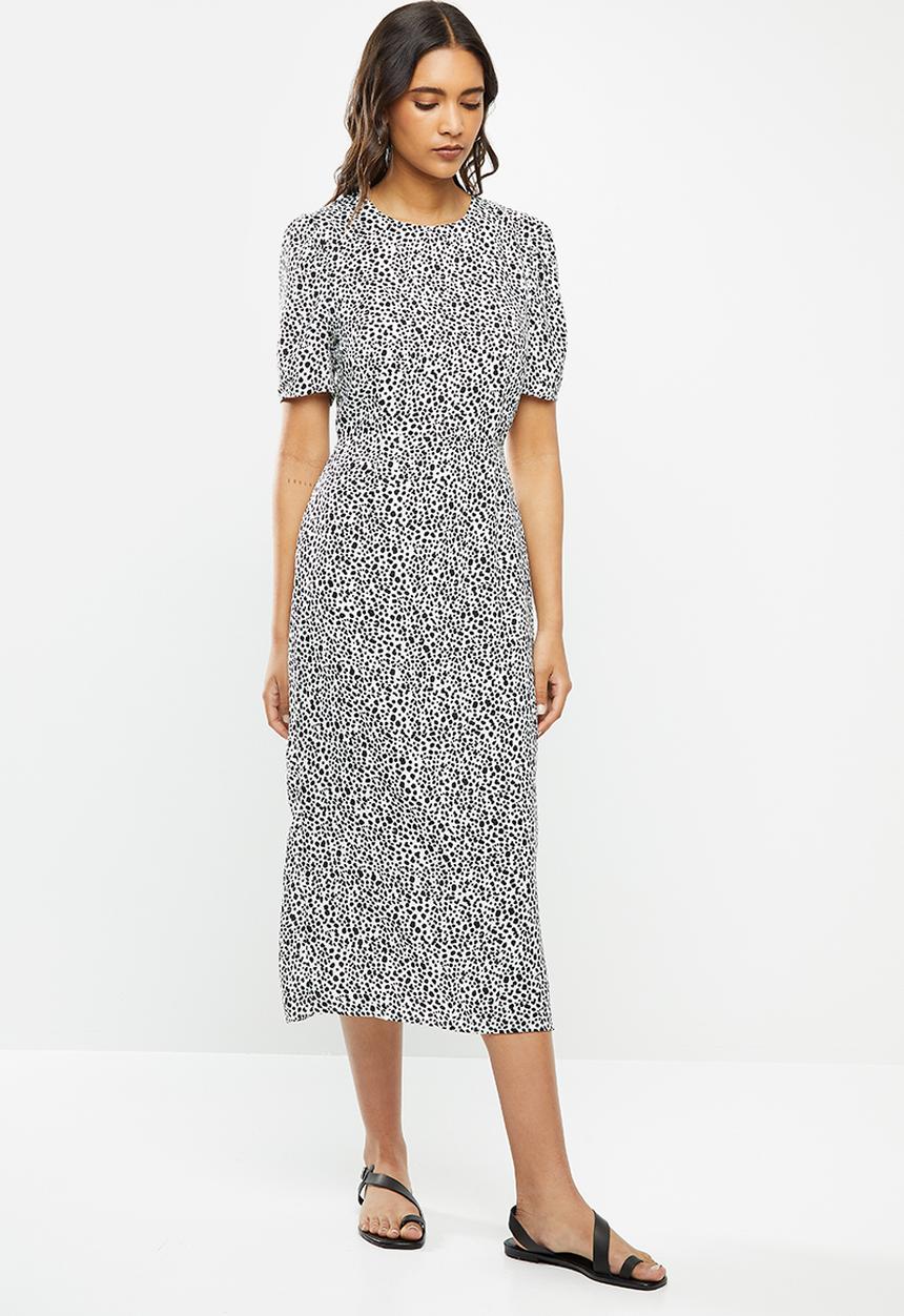 Glamorous - Short sleeved fitted midi - white & black 