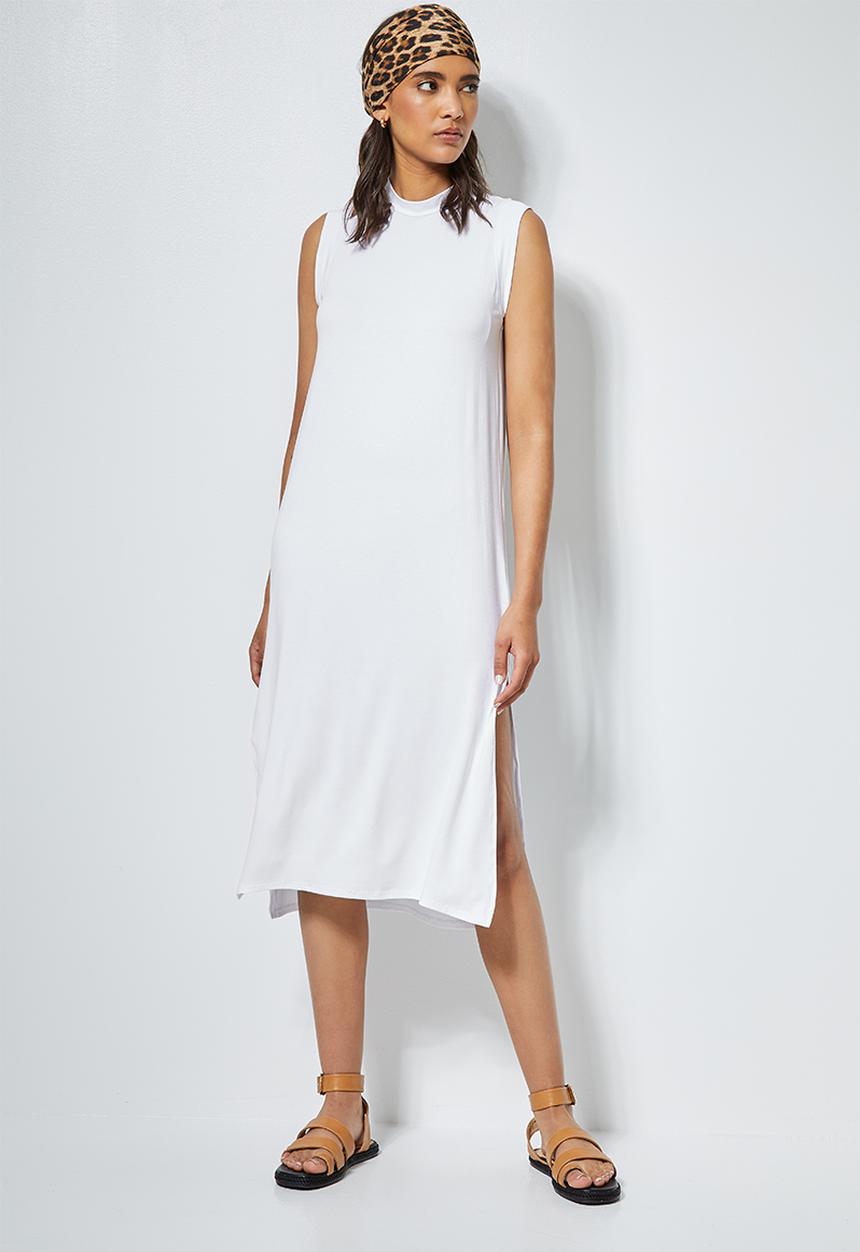 Superbalist - Sleeveless column T-shirt dress - white