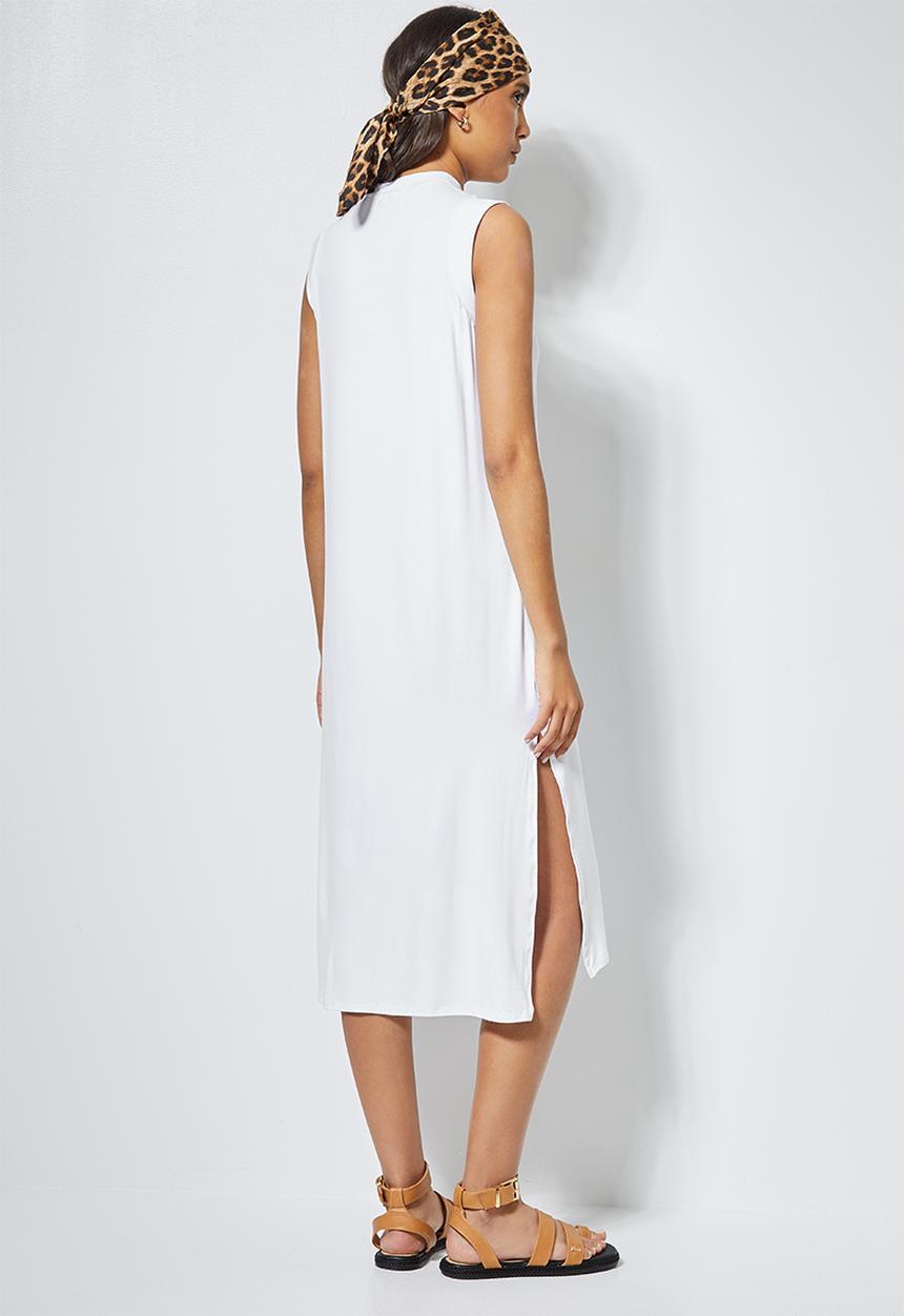 Superbalist - Sleeveless column T-shirt dress - white