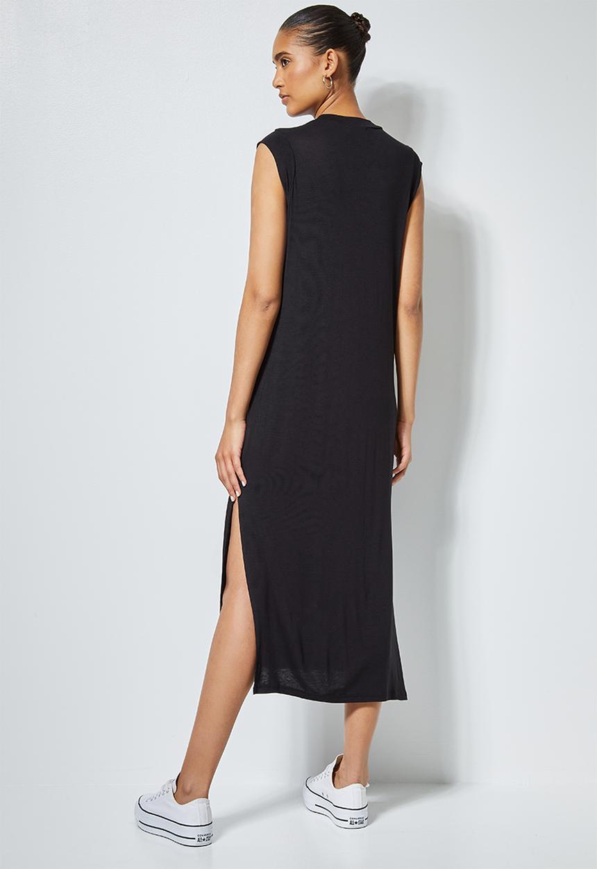 Superbalist - Sleeveless column T-shirt dress - black