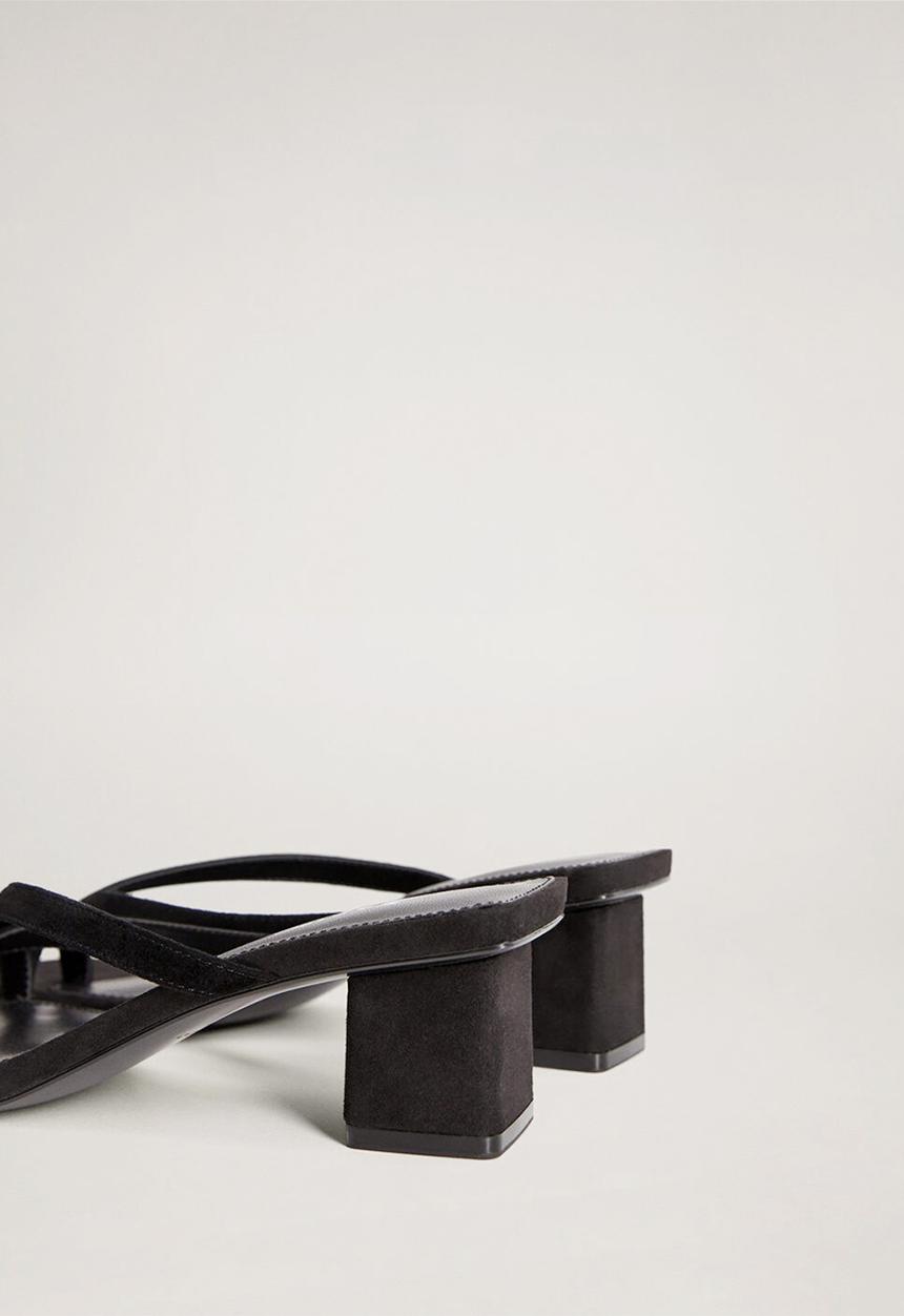 MANGO - Ra leather heel - black