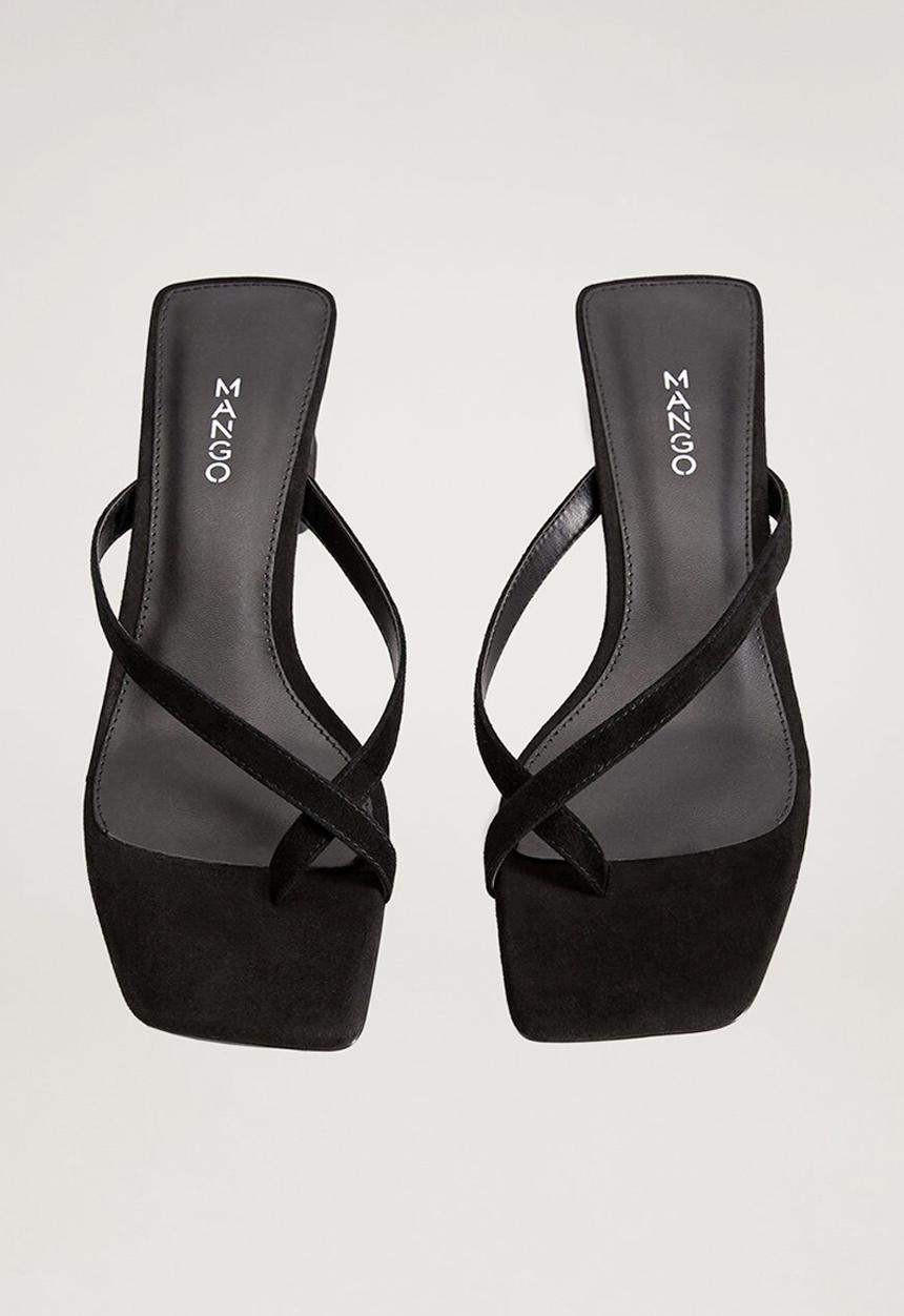 MANGO - Ra leather heel - black