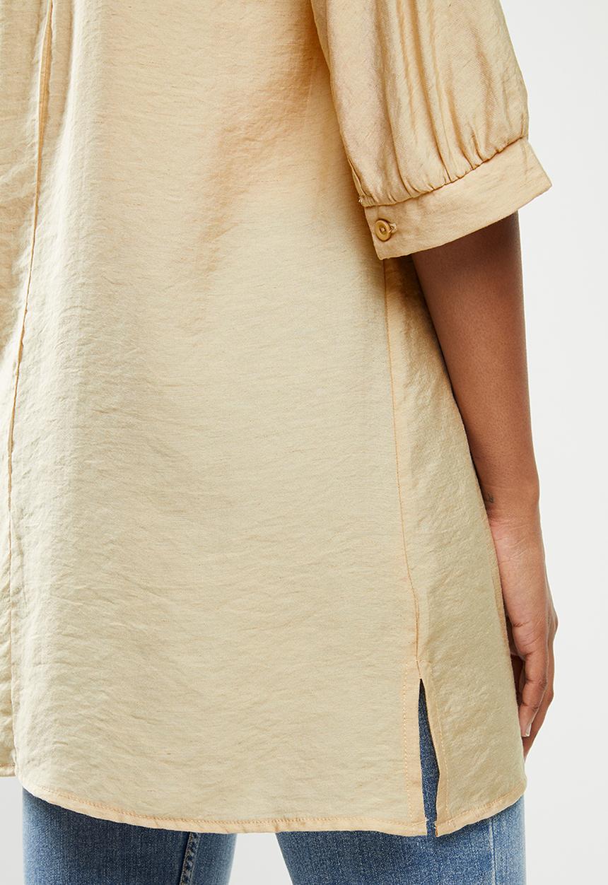 edit - Deep v-neck longline tunic - neutral