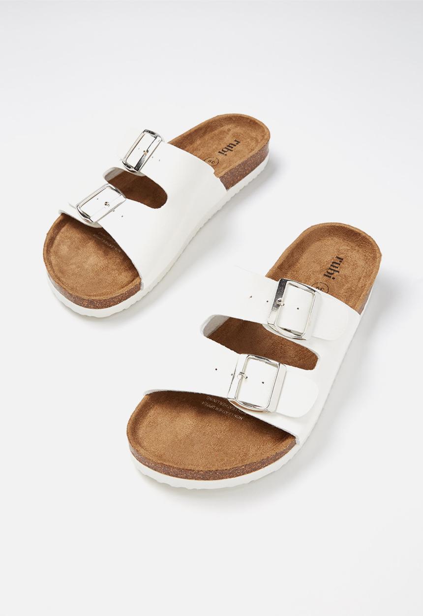 Cotton On - Rex double buckle slide - white 