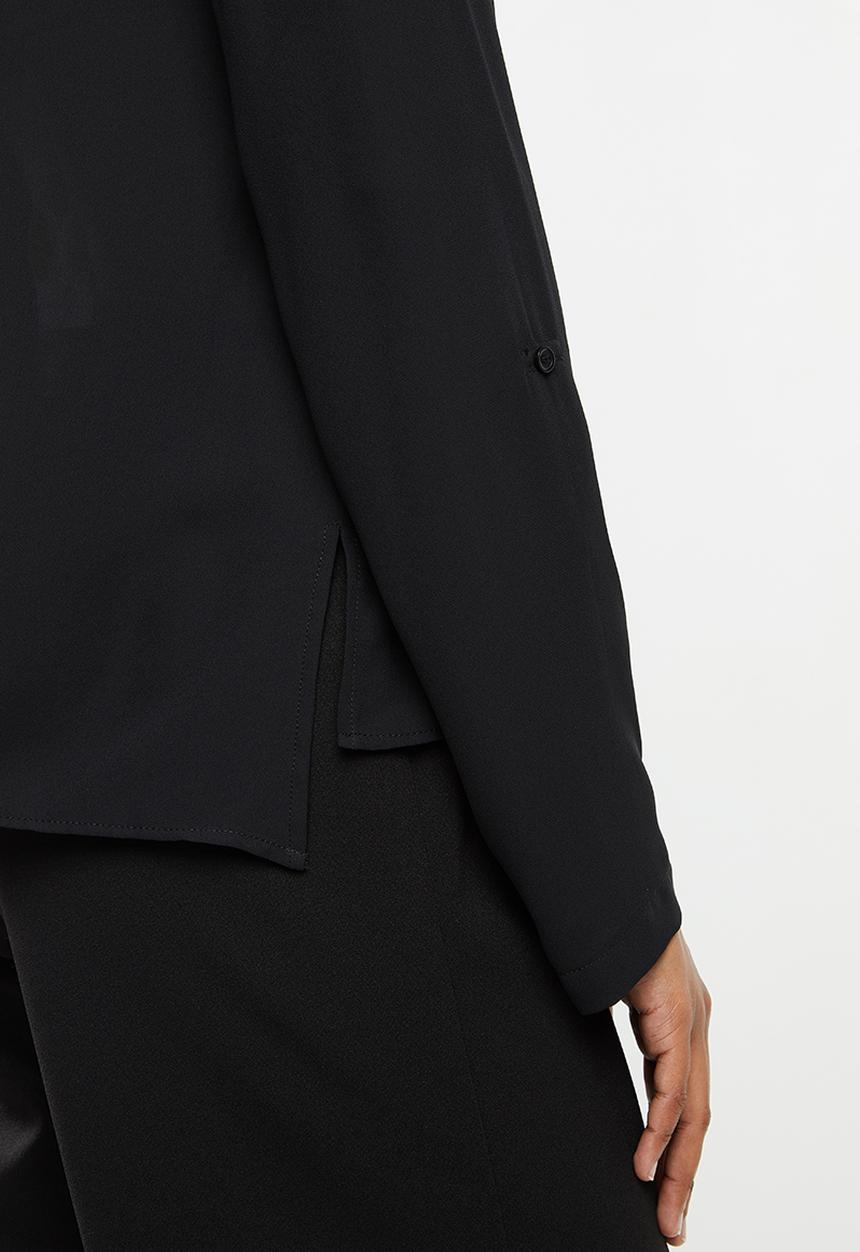 edit - Georgette roll up sleeve blouse - black