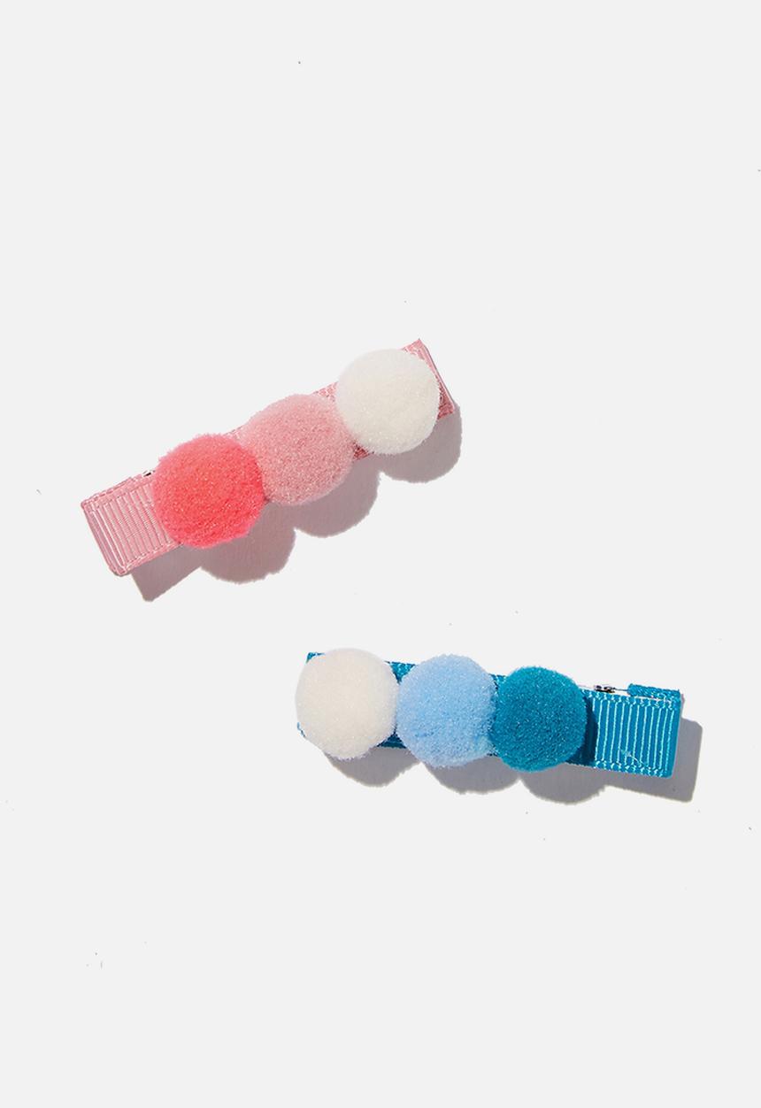 Cotton On - Hair clip - pom pom - pink & blue