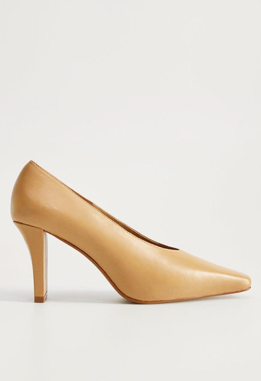 MANGO - Diana leather heel - caramel