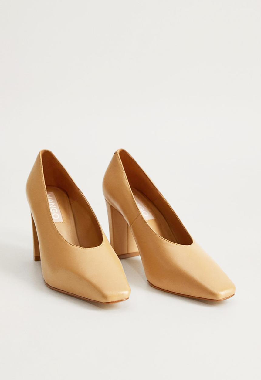 MANGO - Diana leather heel - caramel