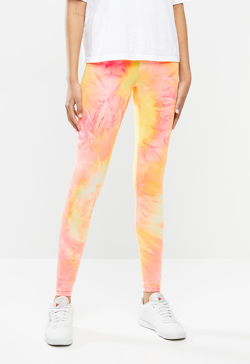 Glamorous - Neon tie dye leggings - coral