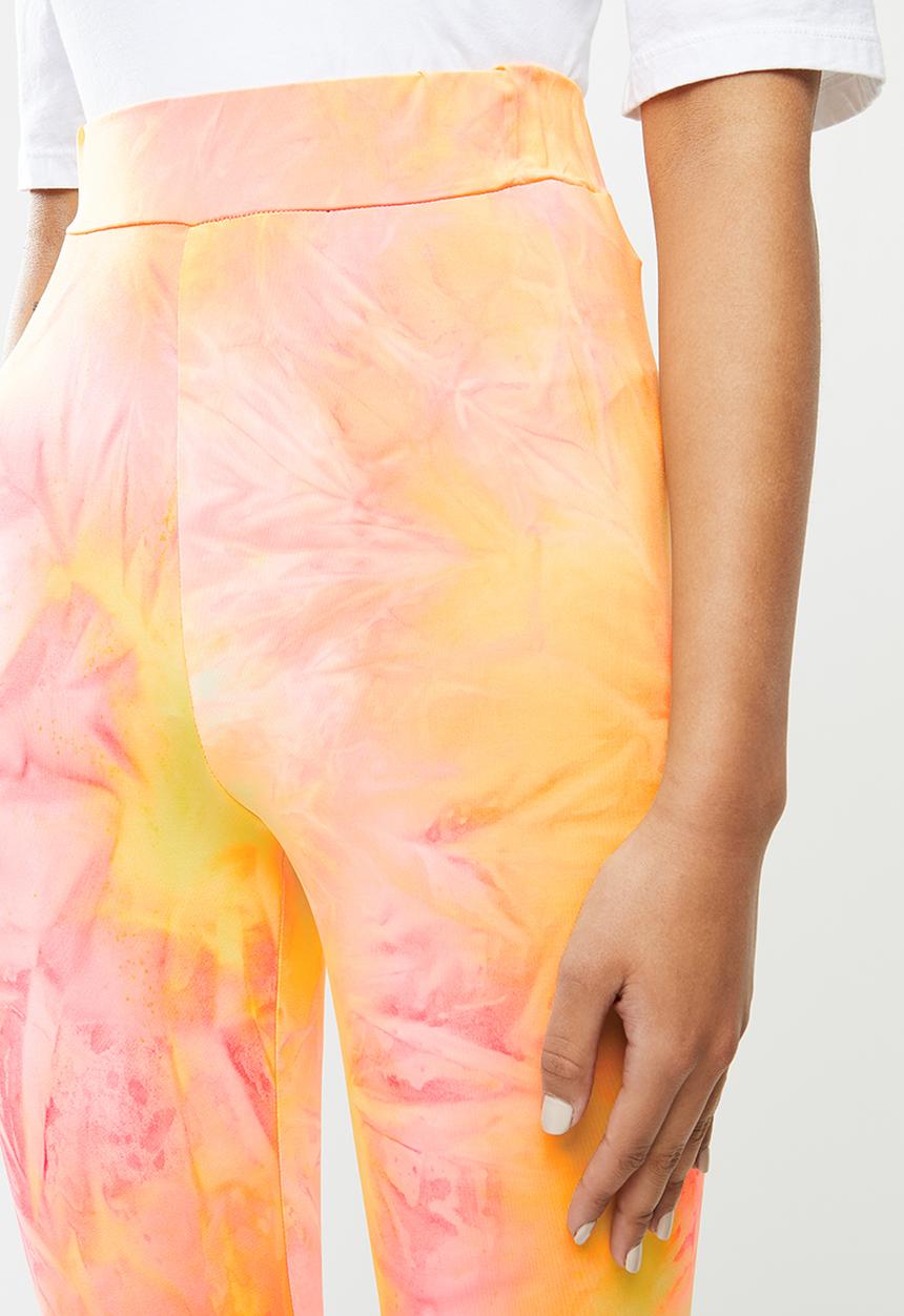 Glamorous - Neon tie dye leggings - coral