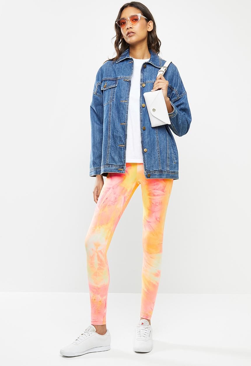 Glamorous - Neon tie dye leggings - coral