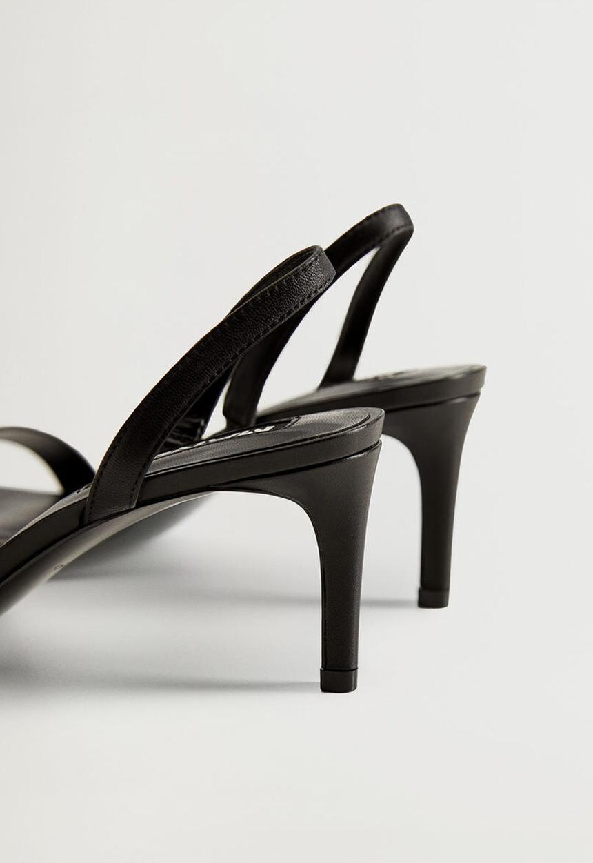 MANGO - Cora leather heel - black