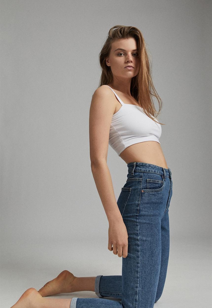 Cotton On - Stretch mom jean - coogee blue
