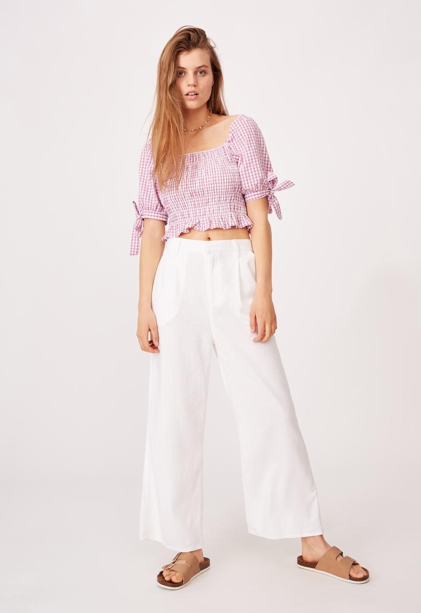 Cotton On - Bella shirred square neck blouse - pink