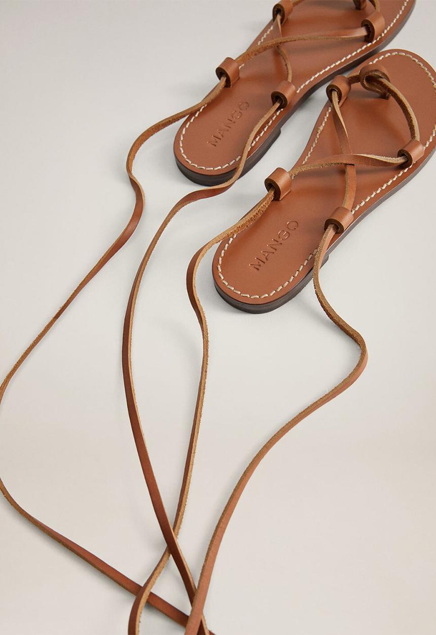 MANGO - Ibiza leather sandal - medium brown