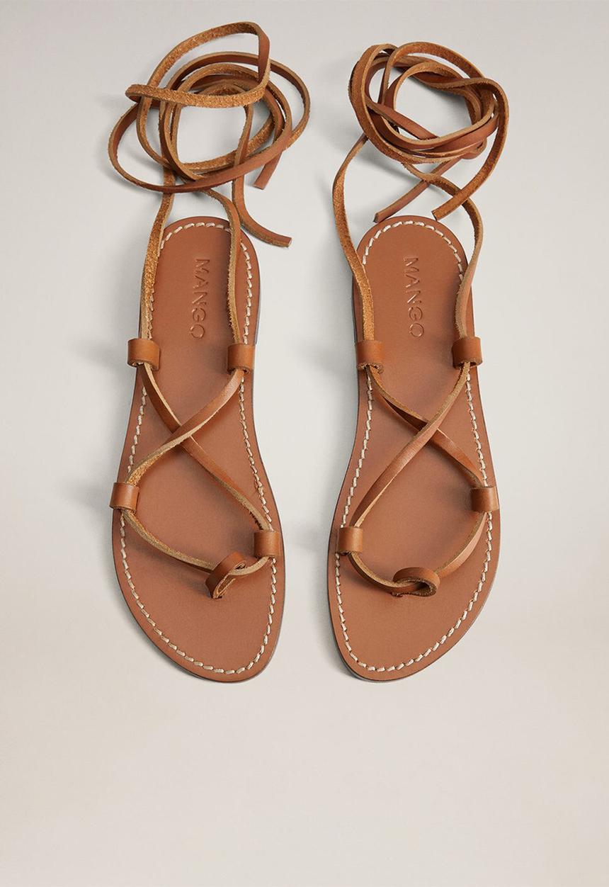 MANGO - Ibiza leather sandal - medium brown