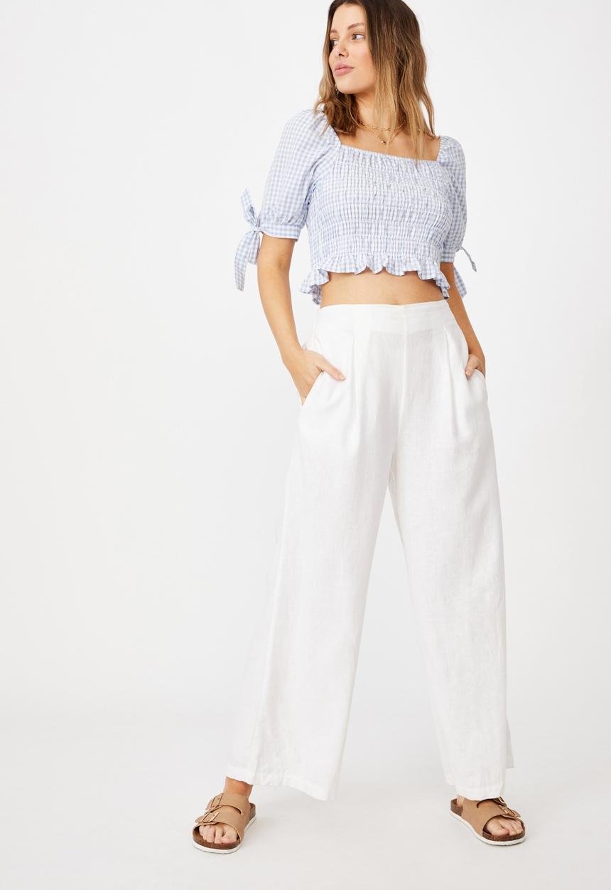Cotton On - Bella shirred square neck blouse - blue