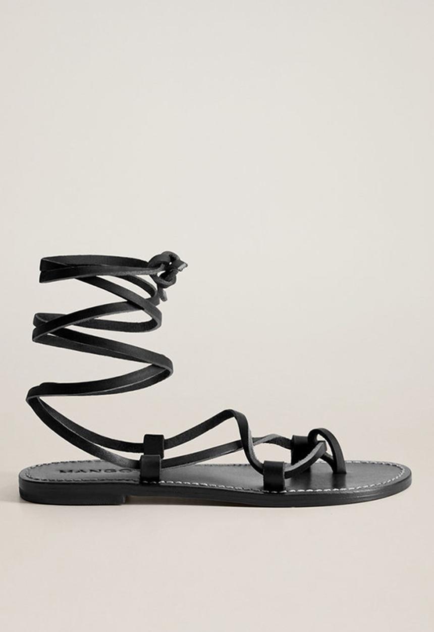MANGO - Ibiza leather sandal - black