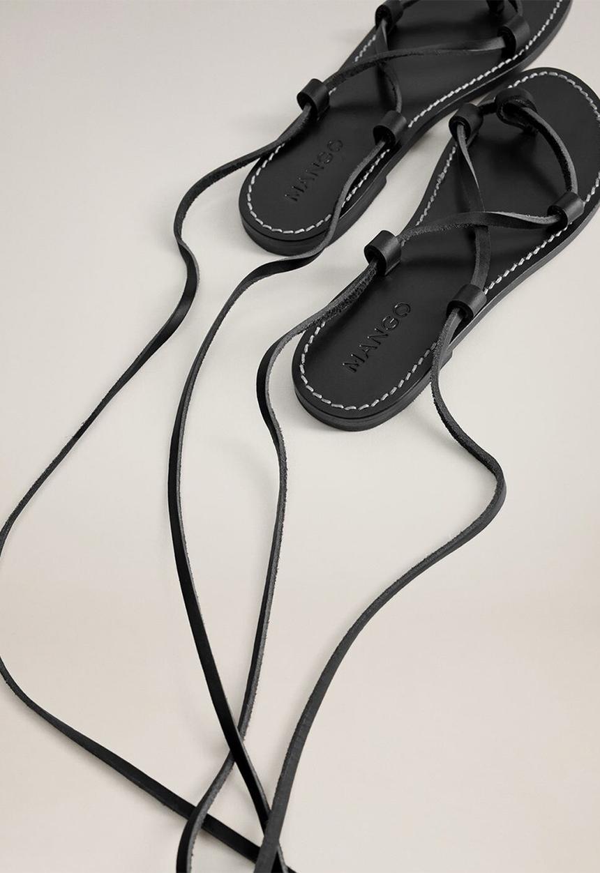MANGO - Ibiza leather sandal - black