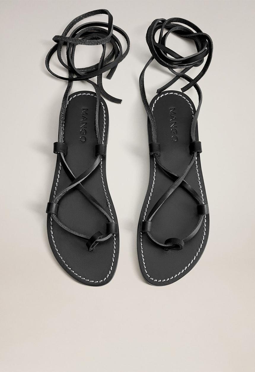 MANGO - Ibiza leather sandal - black
