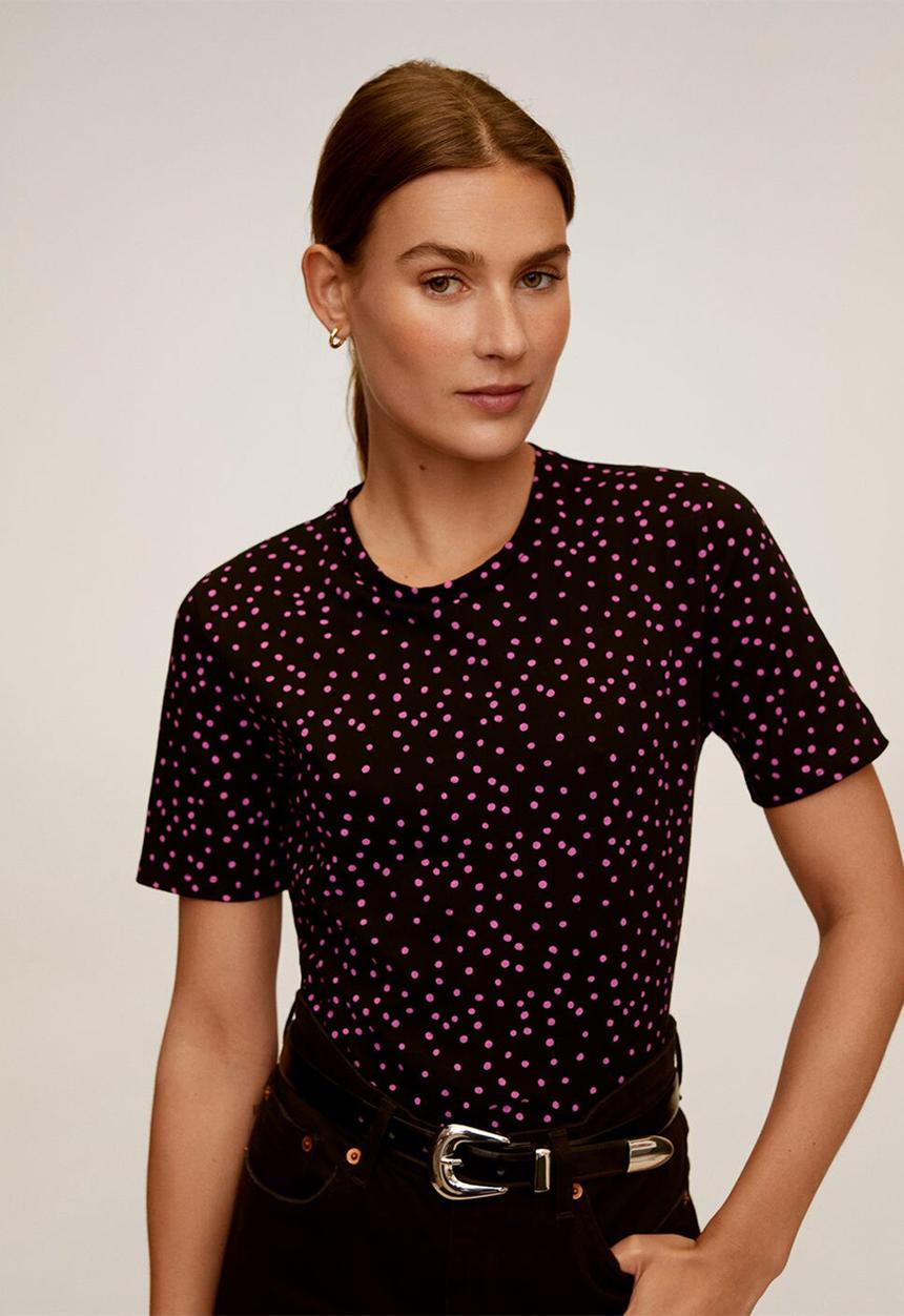 MANGO - Chalove T-shirt - black & pink