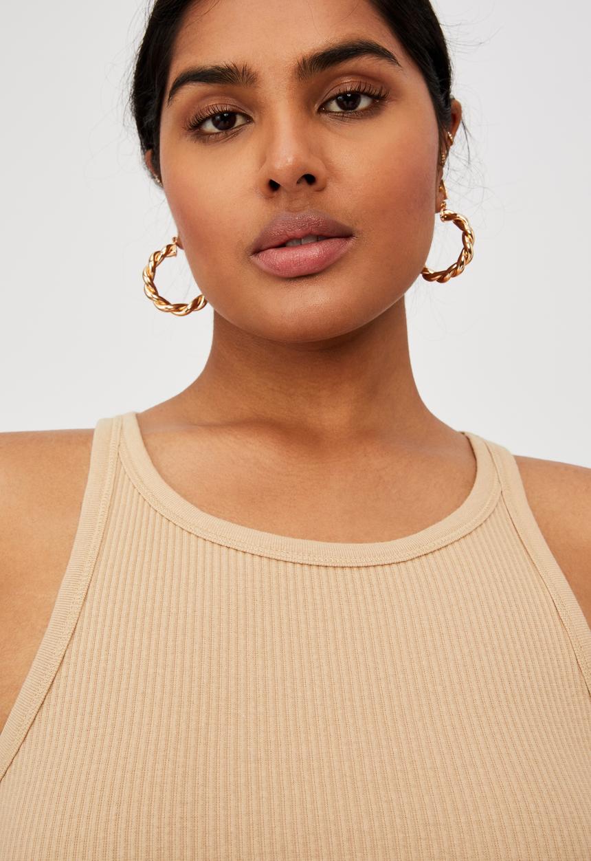 Cotton On - Curve turnback tank - warm stone