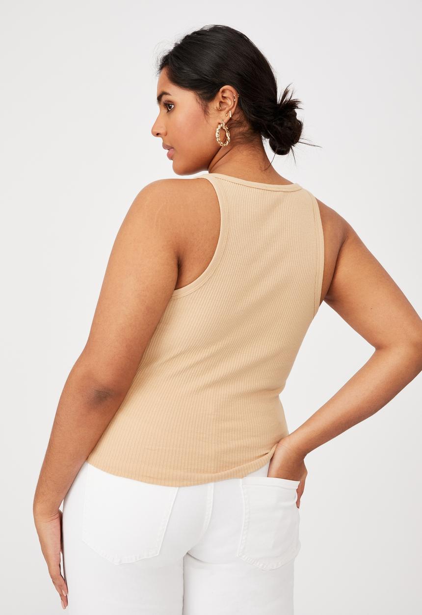 Cotton On - Curve turnback tank - warm stone