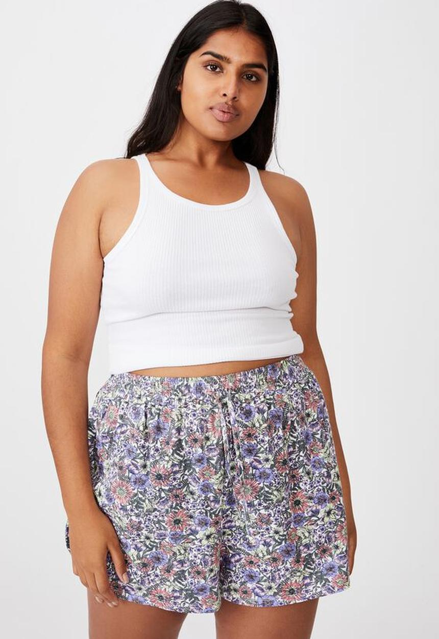 Cotton On - Curve jersey bed short - wildflower floral