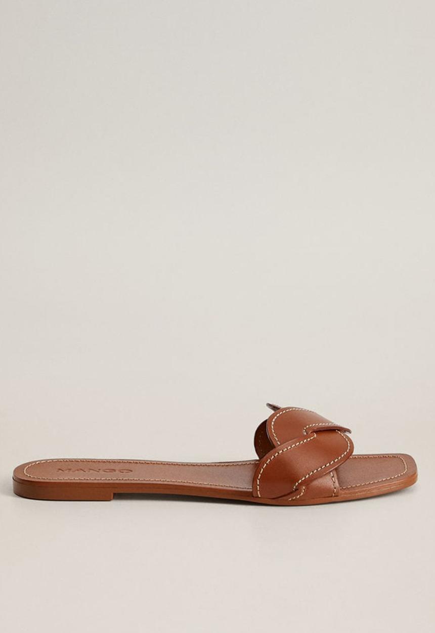 MANGO - Manila leather sandal - medium brown