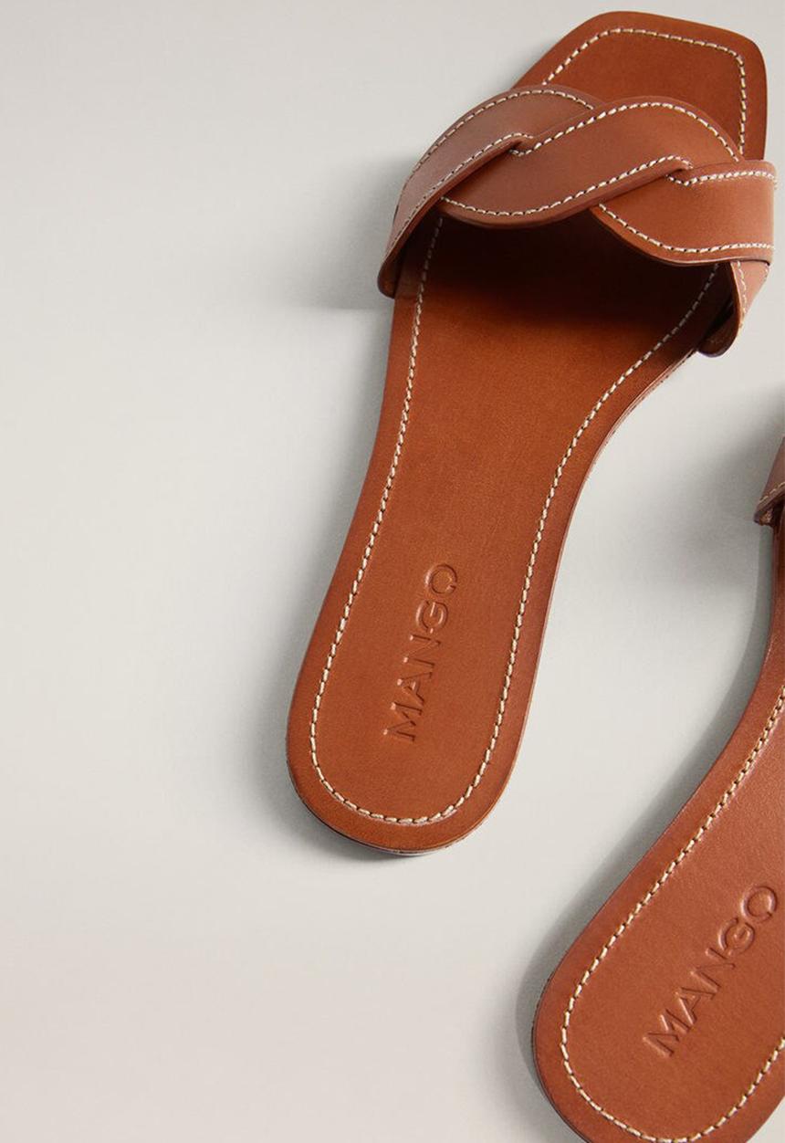 MANGO - Manila leather sandal - medium brown