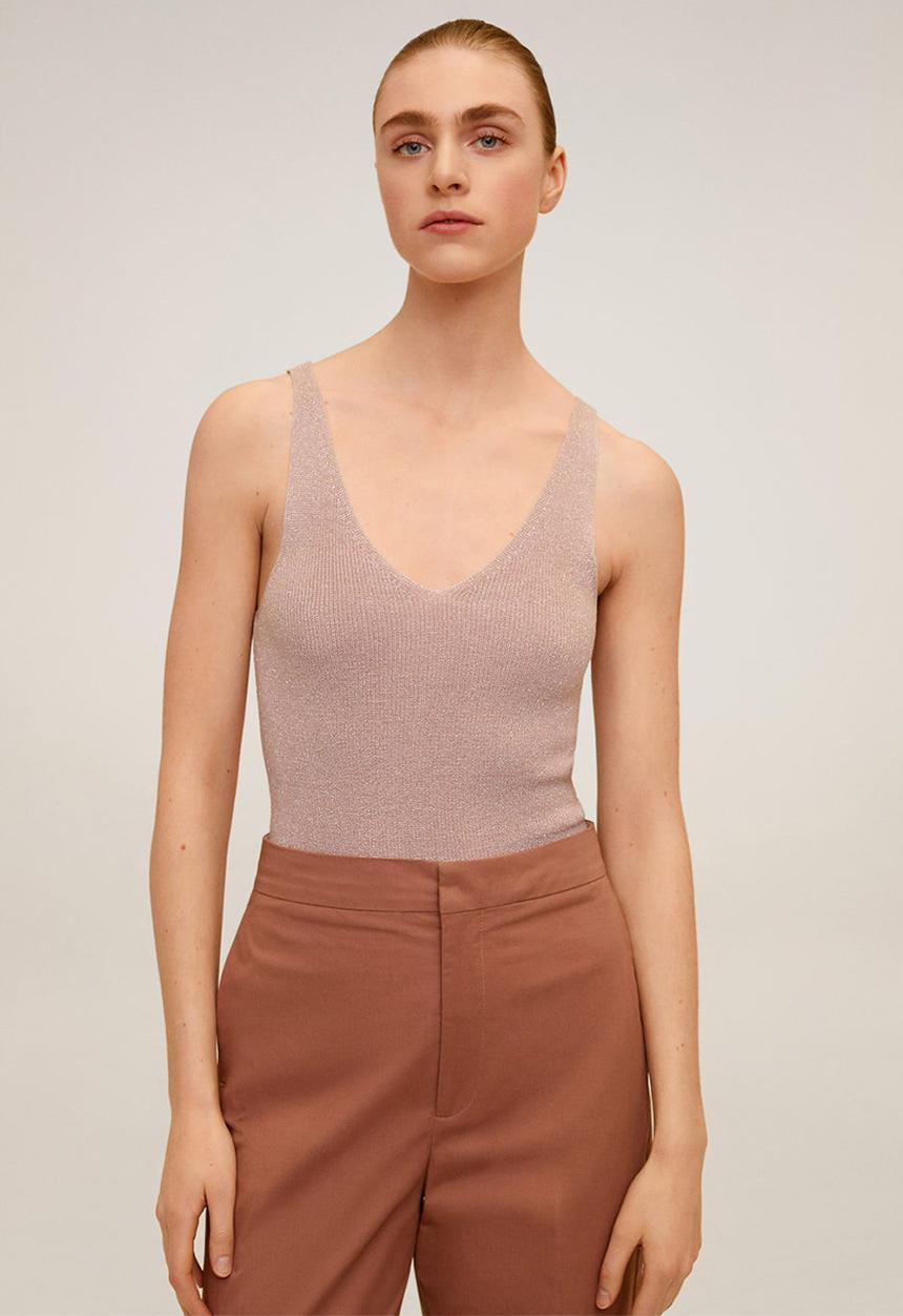 MANGO - Kling vneck sleeveless - light pink
