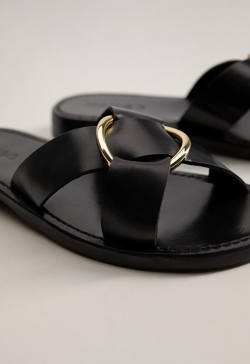 MANGO - Saki leather sandal - black