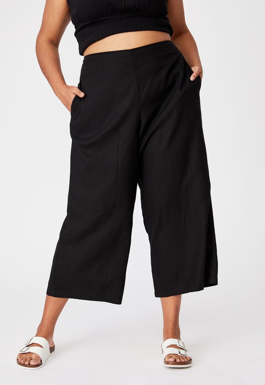 Cotton On - Curve wide leg paradise pant - black