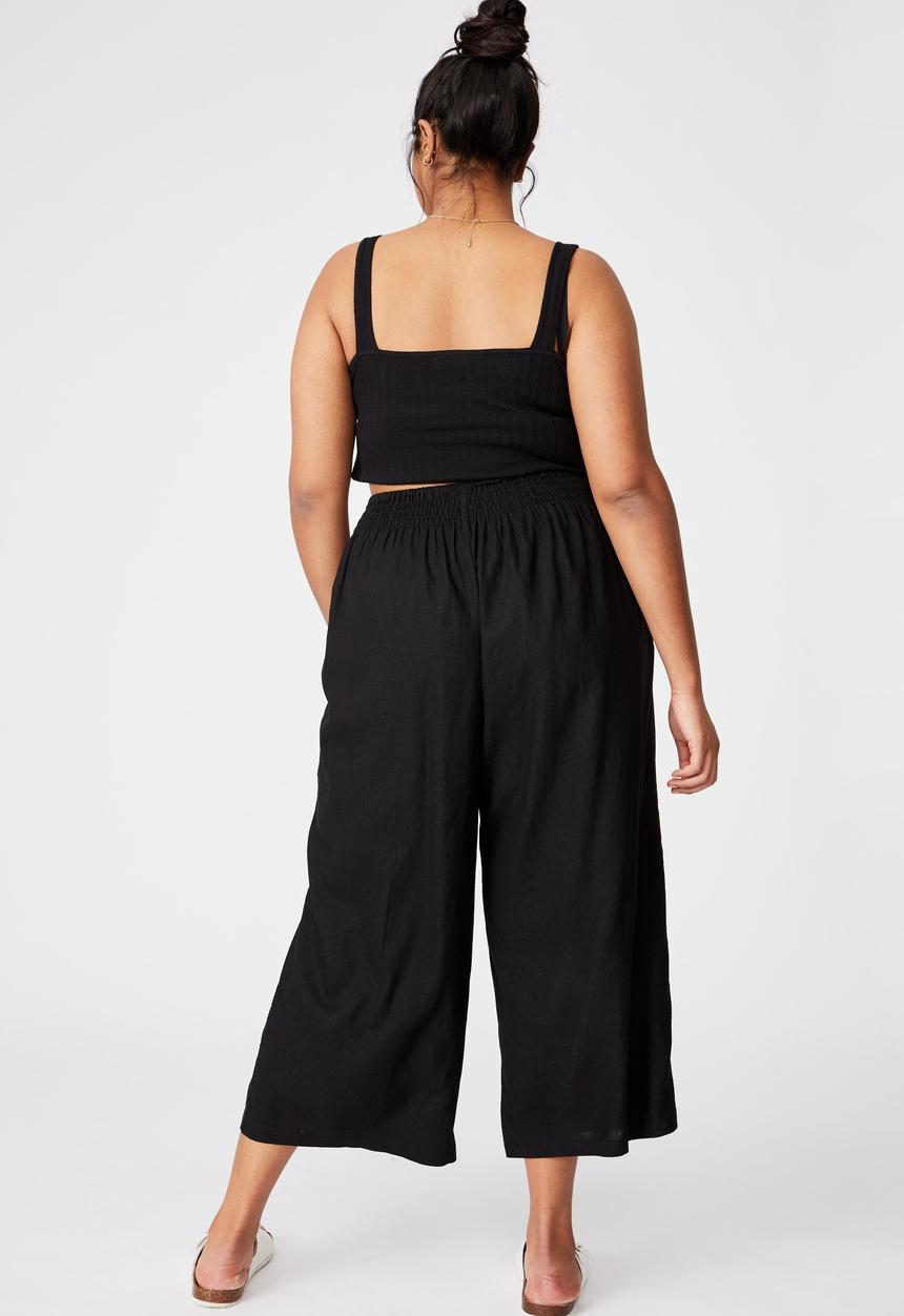 Cotton On - Curve wide leg paradise pant - black