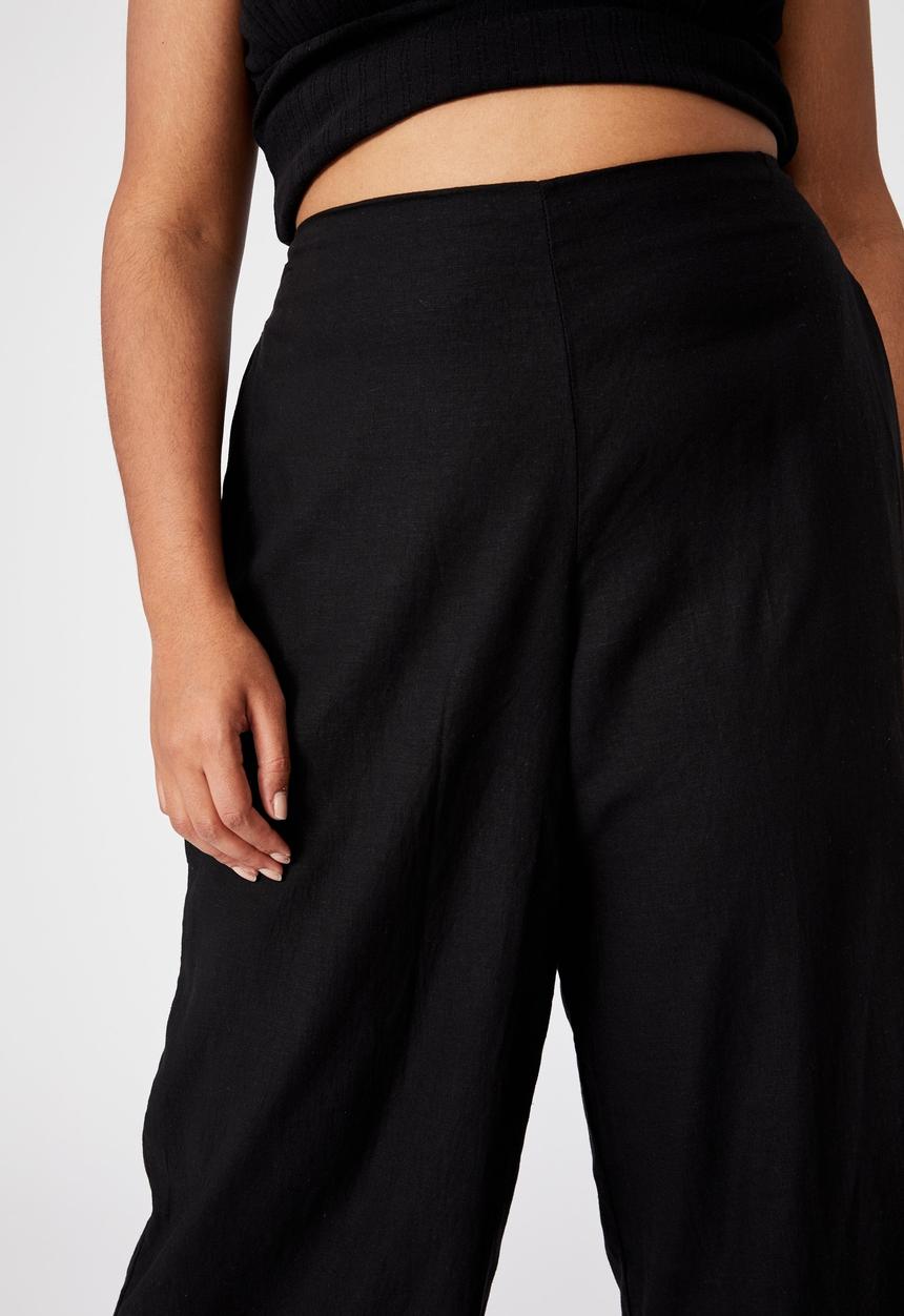 Cotton On - Curve wide leg paradise pant - black