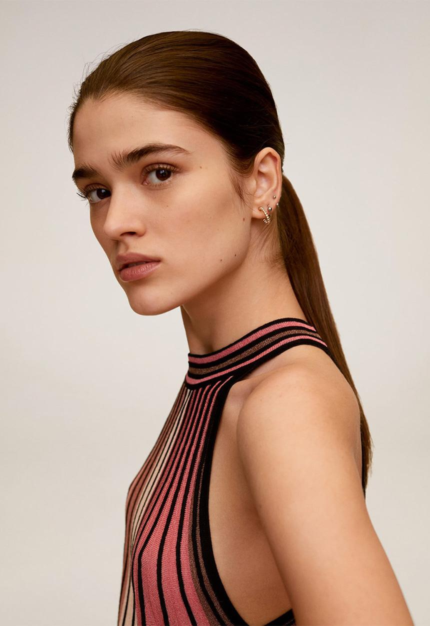 MANGO - Commeta top - pink & black