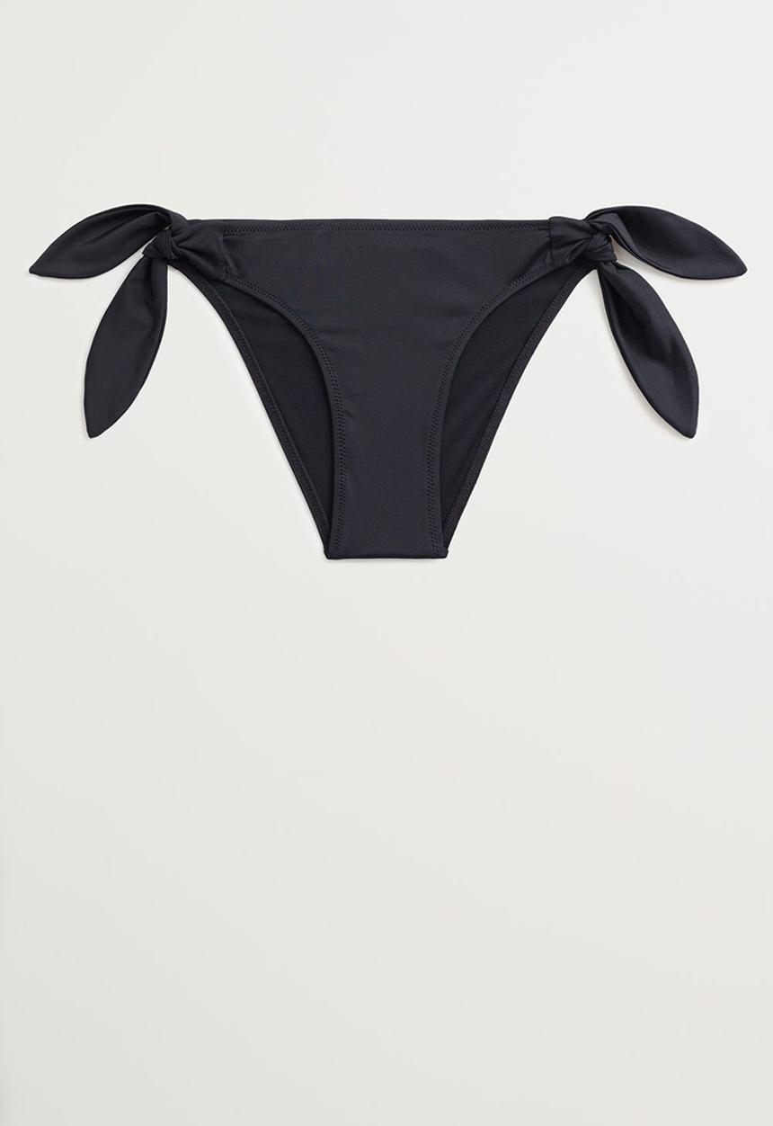 MANGO - Elastic twin side bow bikini bottom - black