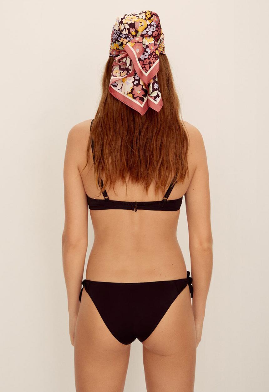 MANGO - Elastic twin side bow bikini bottom - black