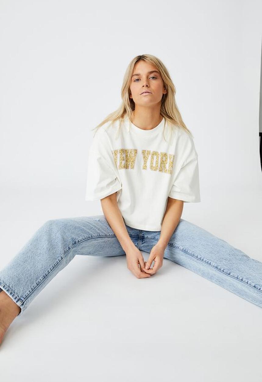 Cotton On - Chopped boyfriend tee - off white 