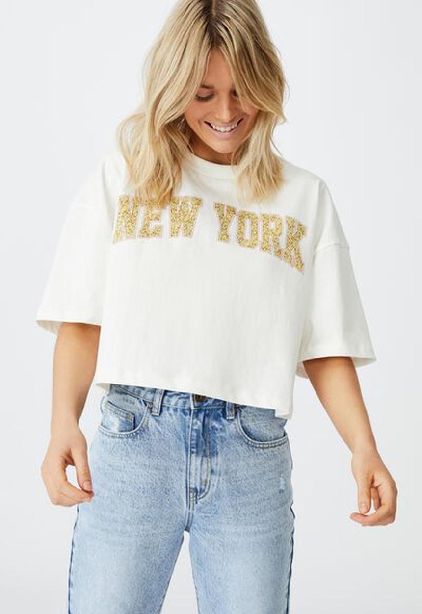 Cotton On - Chopped boyfriend tee - off white 