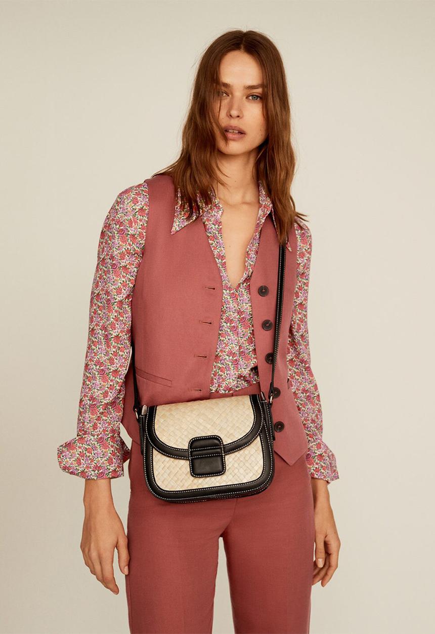 MANGO - Panama bag - neutral & black
