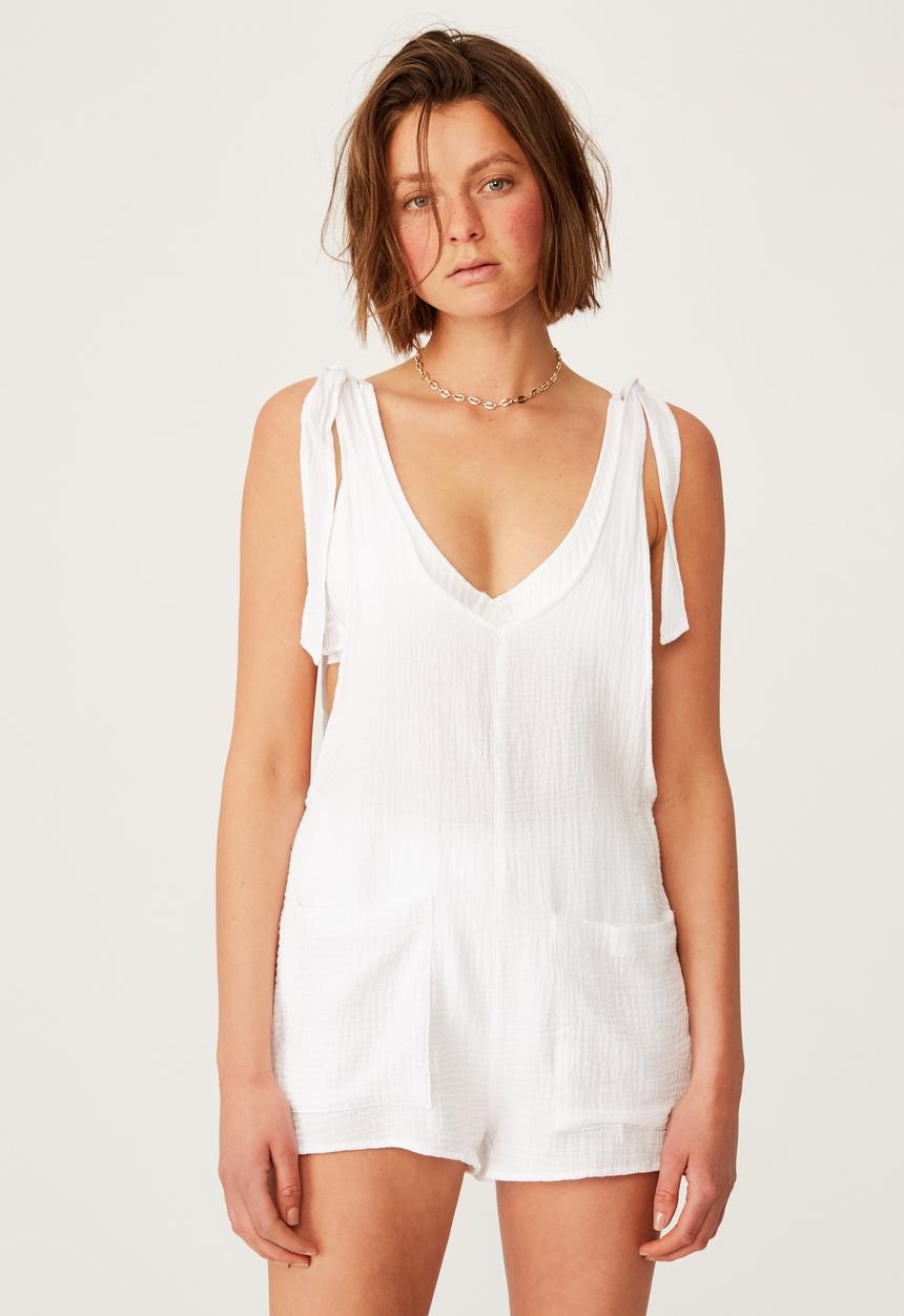 Cotton On - Beach playsuit - white
